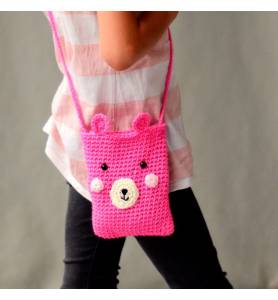 Kit de crochet: bolso oso rosa